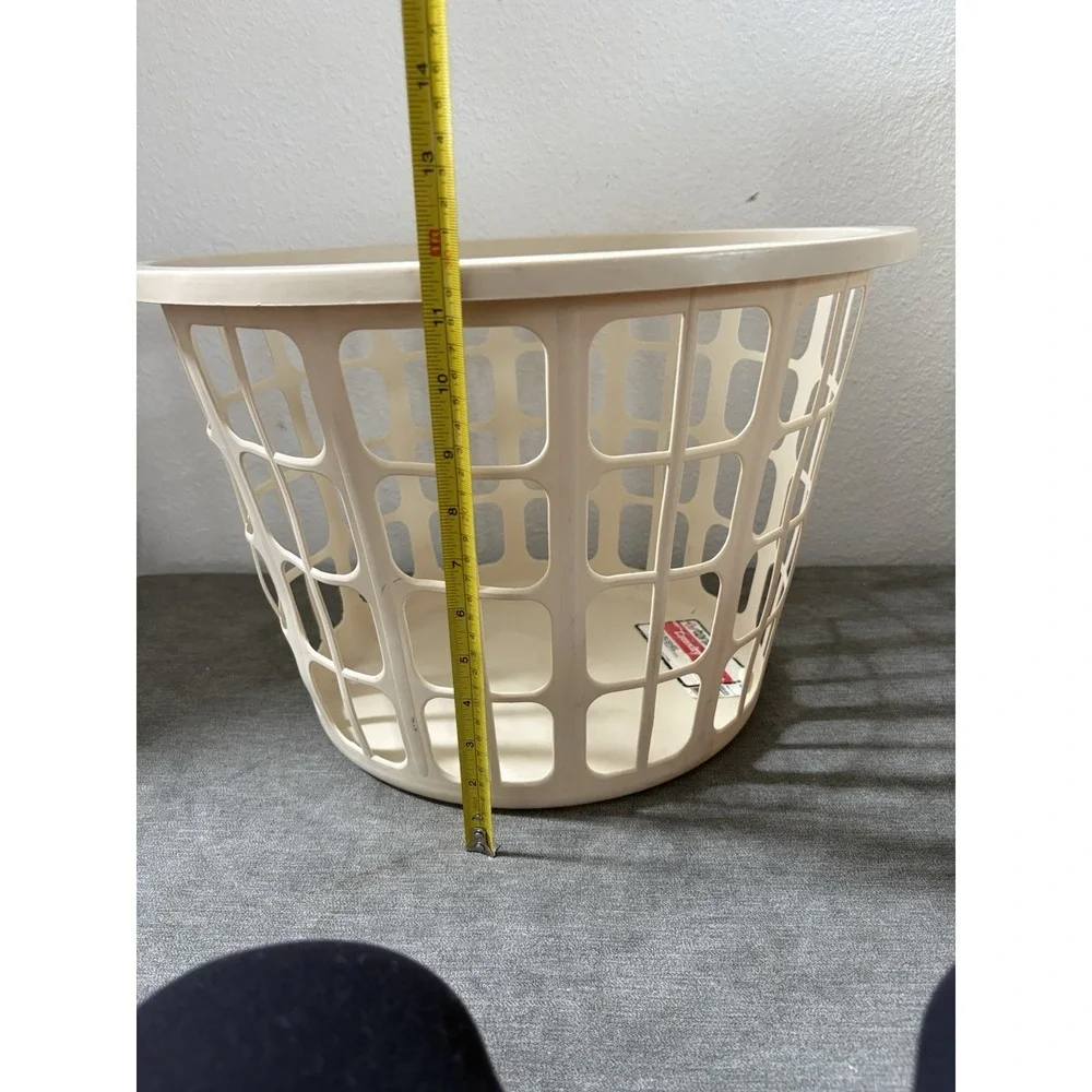 Vtg Serilite 1 Bushel Round Almond Laundry Basket Clothes Made‎ In USA #1266